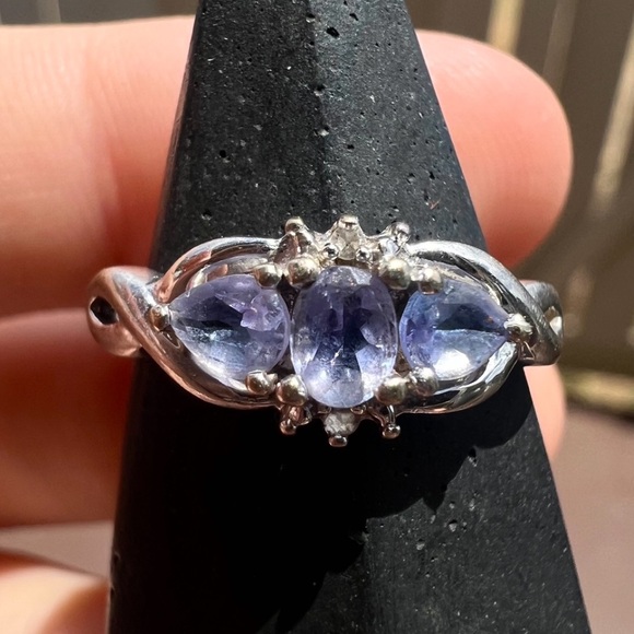 SOLD Design Lab Jewelry - Solid 10k white gold genuine tanzanite/Diamond ring